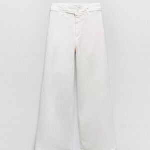 Zara Off-White Wide-Leg Marine Jean
